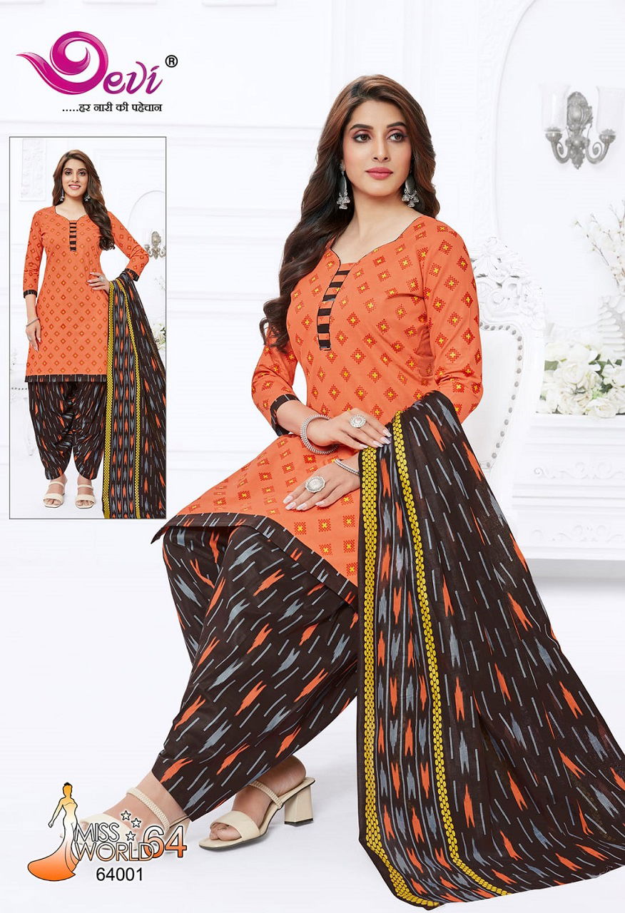 Devi Miss World 64 Wholesale Printed Cotton Dress Material Catalog
